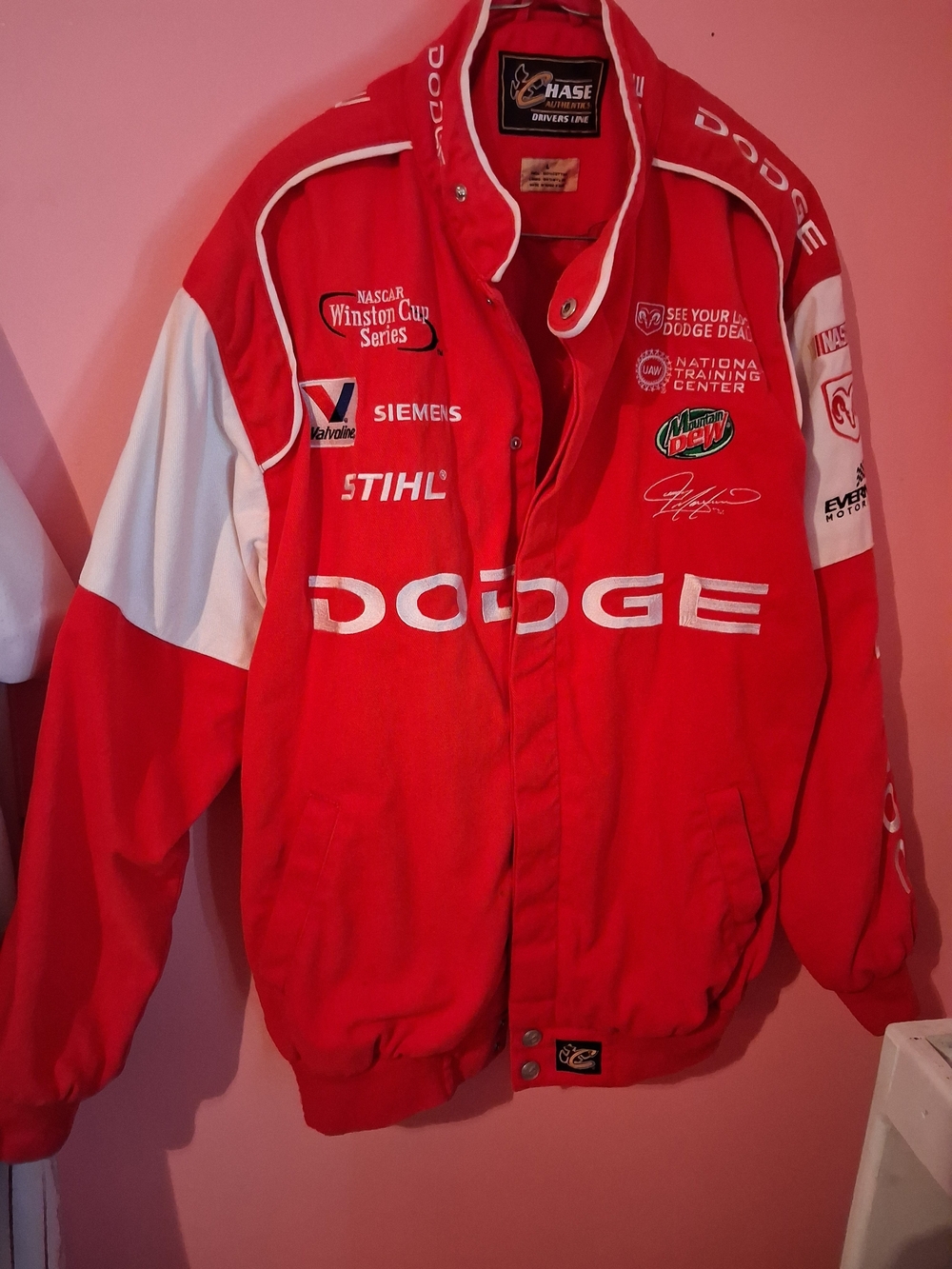 Jeremy Mayfield Chase Authentics NASCAR Dodge Racing Jacket Men's Large